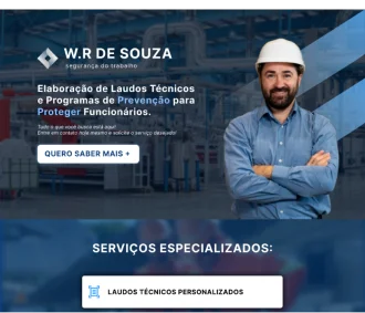 Landing page da wr segurança do trabalho